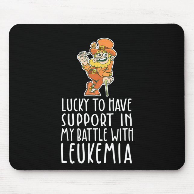 St Patricks Four Leaf Clover Leprechaun Leukemia A Mouse Pad (Front)