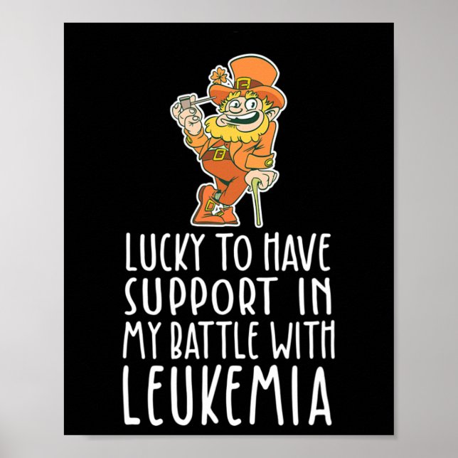St Patricks Four Leaf Clover Leprechaun Leukemia A Poster (Front)