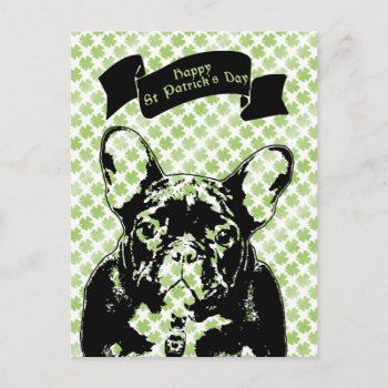 St Patricks French Bulldog Silhouette Postcard by FrankzPawPrintz at Zazzle