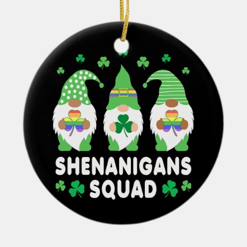 St Patricks Gay Pride Bearded Gnomes Shenanigans Ceramic Ornament