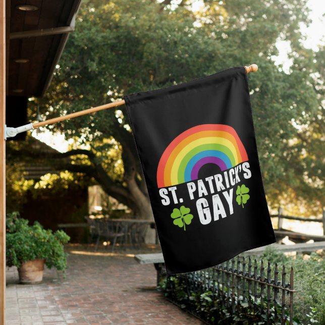 St. Patrick's Gay Rainbow LGBTQ Pride Irish Gifts  House Flag (In SItu)