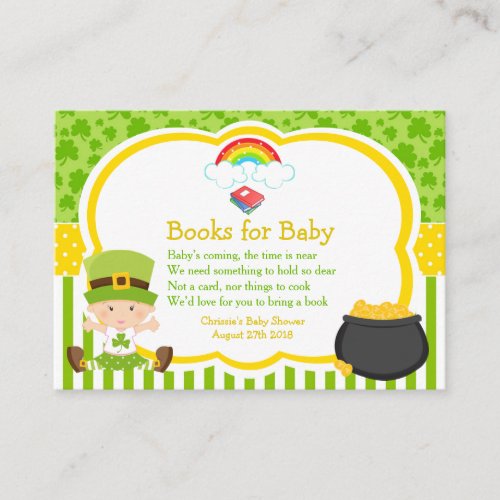 St Patricks Girl Baby Shower Books for Baby Enclosure Card