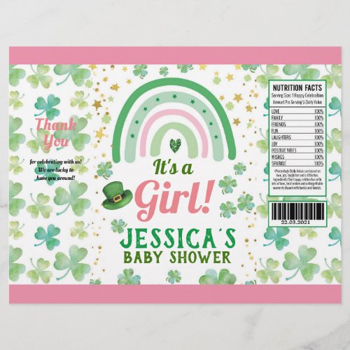 St Patricks Girl Baby Shower Chip Bag Wrapper