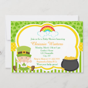 St Patricks Girl Baby Shower Party Invitation