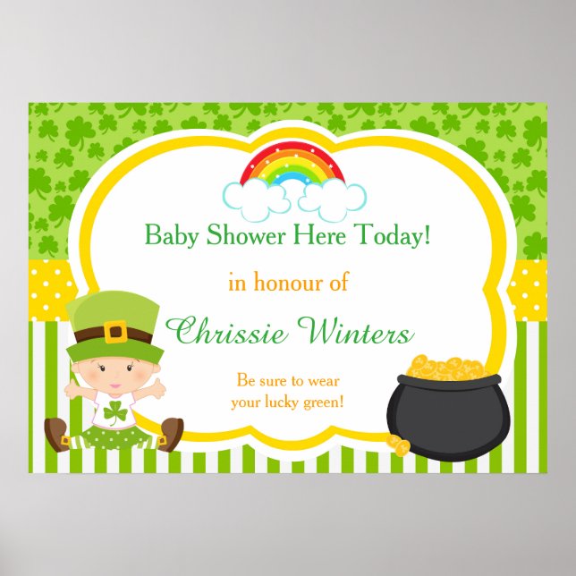 St Patricks Girl Baby Shower Poster (Front)