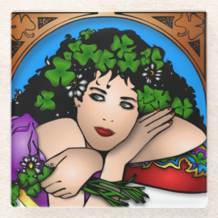 ST. PATRICK'S GIRL GLASS COASTER