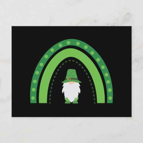 St Patricks Gnome and Rainbow Postcard