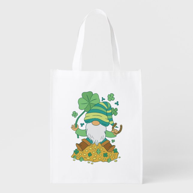St. Patrick's Gnome Grocery Bag (Front)
