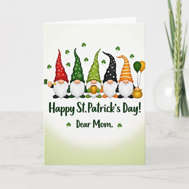 St Patricks Gnomes Vector Art Card (Front)