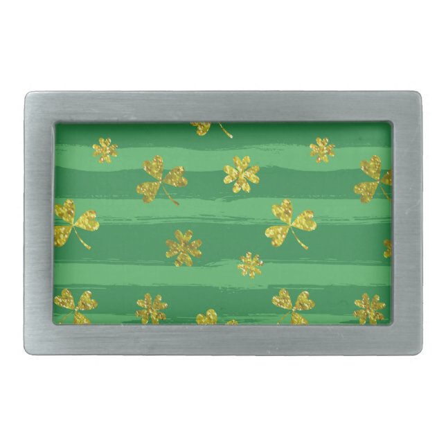 st patricks golden shamrocks belt buckle (Front)