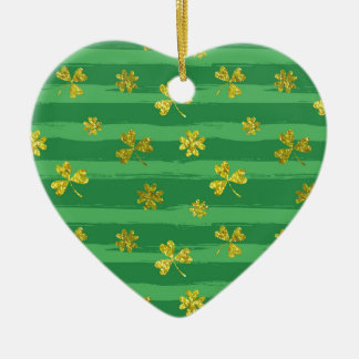 st patricks golden shamrocks ceramic ornament