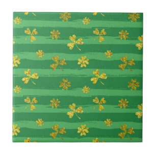 st patricks golden shamrocks ceramic tile