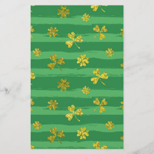 st patricks golden shamrocks stationery