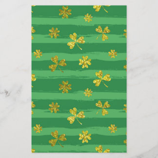 st patricks golden shamrocks stationery