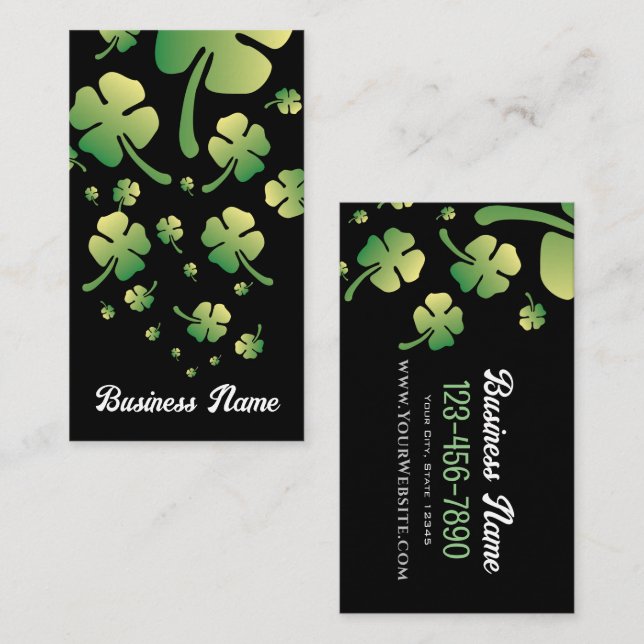 St. Patricks Gradient Clover Business Card (Front/Back)