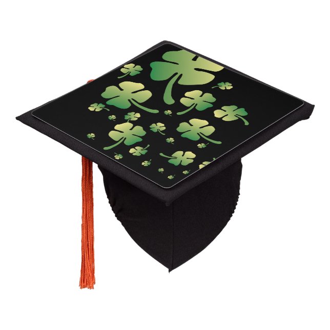 St. Patricks Gradient Clover  Graduation Cap Topper (Angled)
