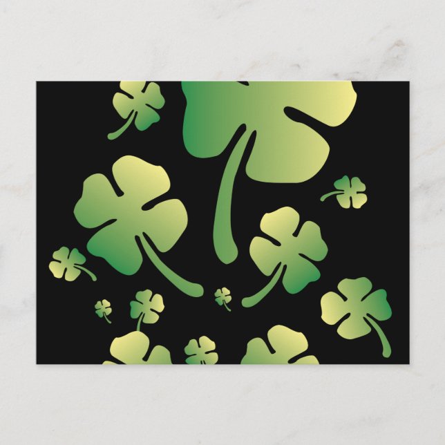 St. Patricks Gradient Clover Holiday Postcard (Front)
