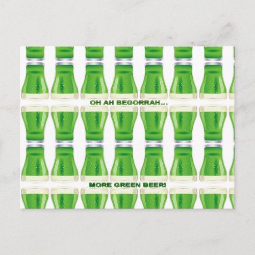 St Patricks Green Beer Pattern Postcard
