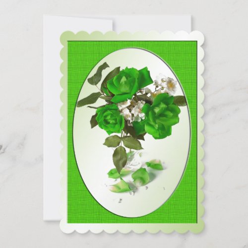 St Patricks Green Rose Bouquet Floral Photography Invitation
