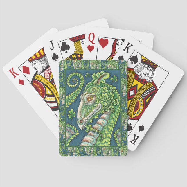 ST. PATRICK'S GREEN SHAMROCK DRAGON, IRISH FANTASY POKER CARDS (Back)