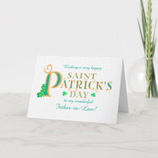 St Patrick's Greeting Father-in-Law Shamrocks   Card