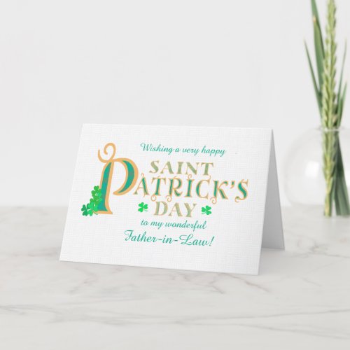 St Patricks Greeting Father_in_Law Shamrocks   Card
