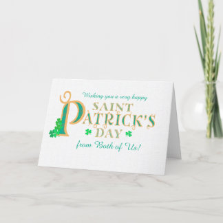 St Patrick's Greeting From Both of Us Shamrocks   Card