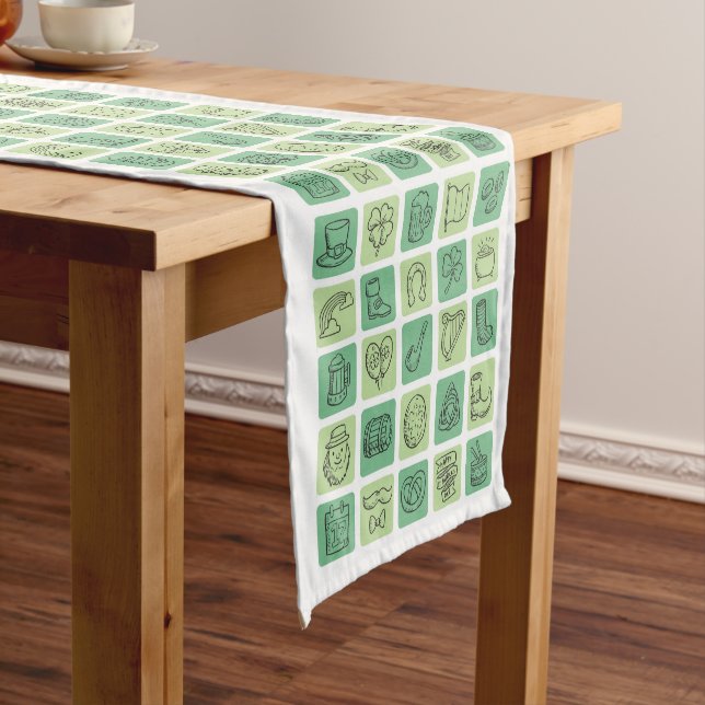St. Patrick's Hand Drawn Icons ID635 Short Table Runner (In Situ)