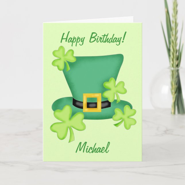 St. Patrick's Happy Birthday Name Personalized Card (Front)