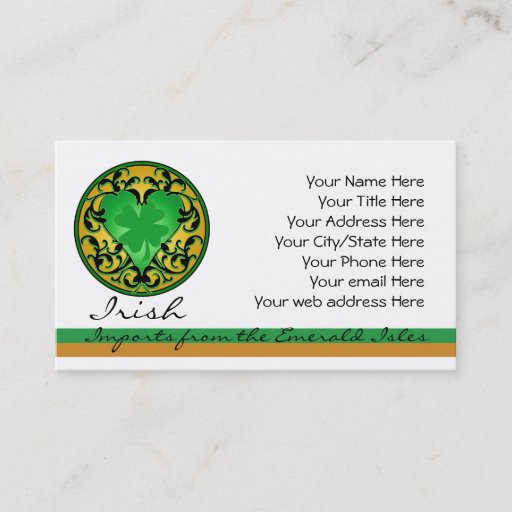 Customizable St. Patrick's Heart Lucky Charm Business Cards