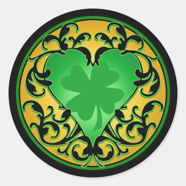 St. Patrick's Heart Lucky Charm Classic Round Sticker (Front)