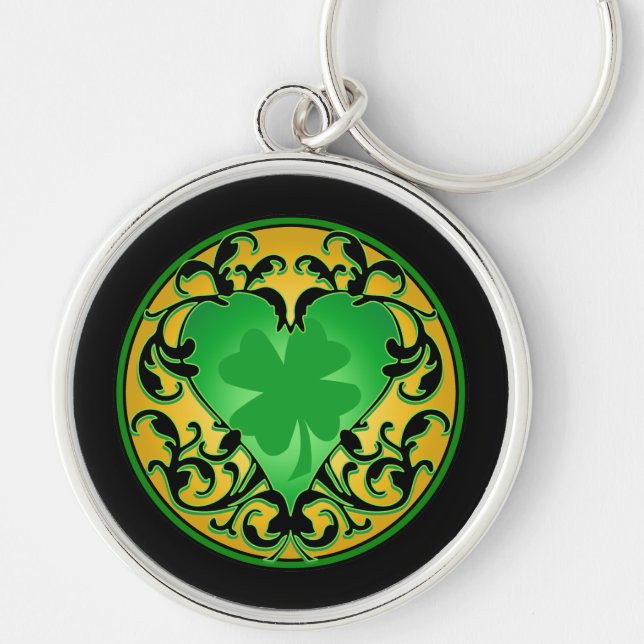 St. Patrick's Heart Lucky Charm Keychain (Front)