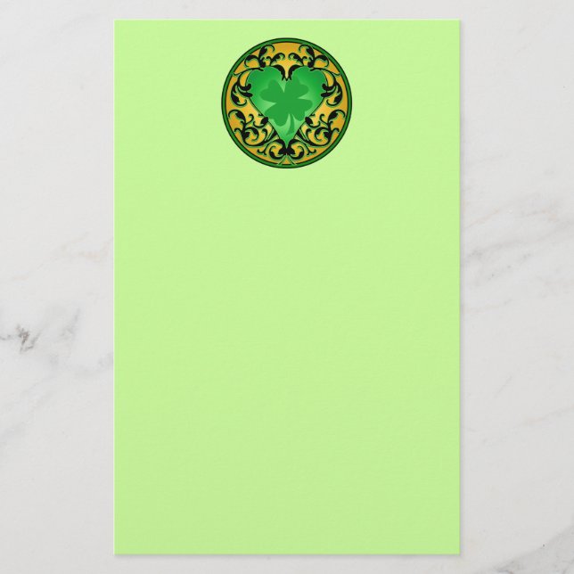 St. Patrick's Heart Lucky Charm Stationery (Front)