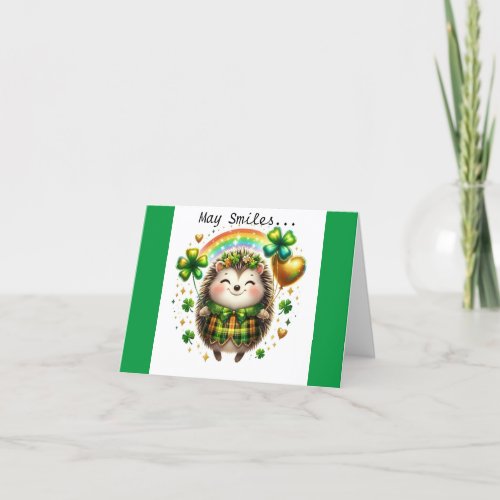 St Patricks Hedgehog Holiday Card