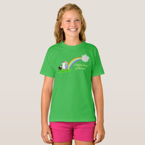 St Patricks Hedgehog Unicorn with Pot of Gold T_Shirt