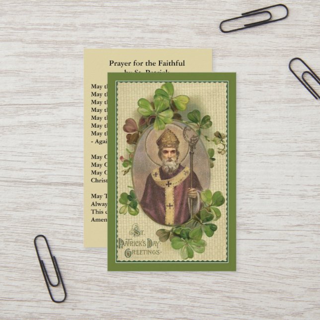 St. Patrick's  Holy Card Shamrocks Bishop (Front/Back In Situ)
