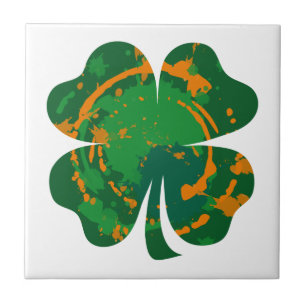 St Patrick's Ink Clover Ceramic Tile