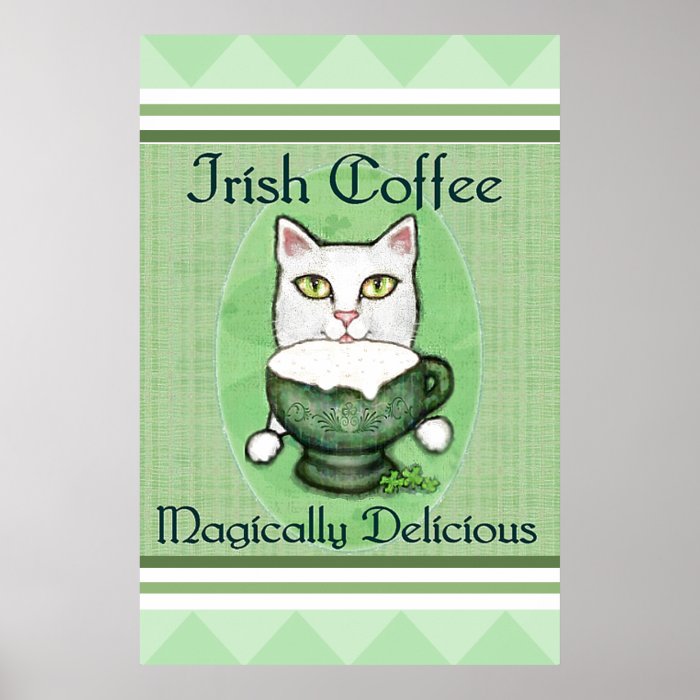 St. Patrick's Irish Coffee Cat Poster / Print