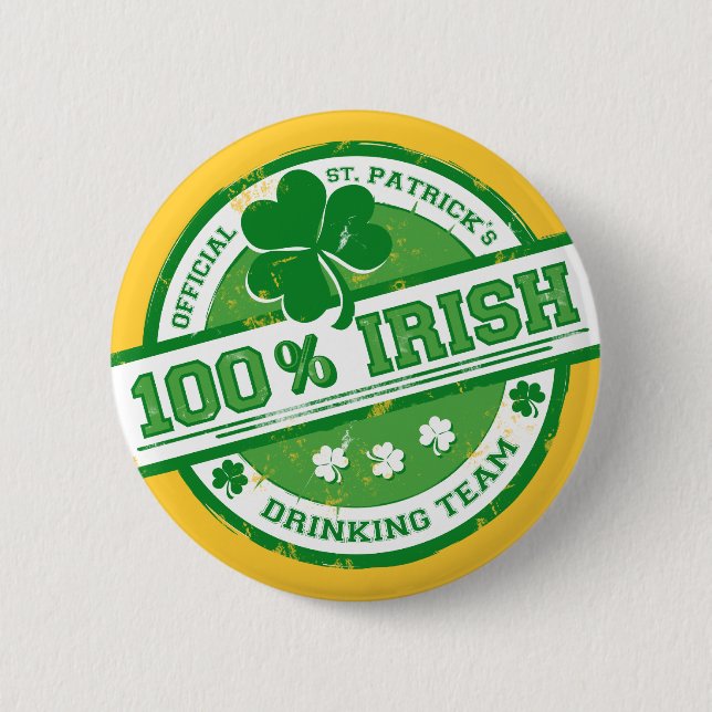 St. Patrick's Irish Drinking Team funny button (Front)