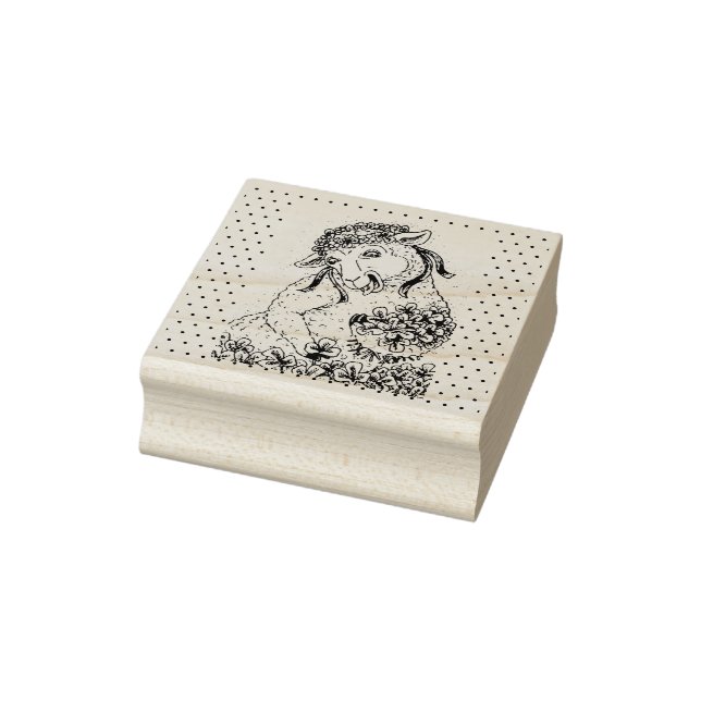 ST. PATRICK'S IRISH EWE AND SHAMROCKS RUBBER STAMP (Stamp)