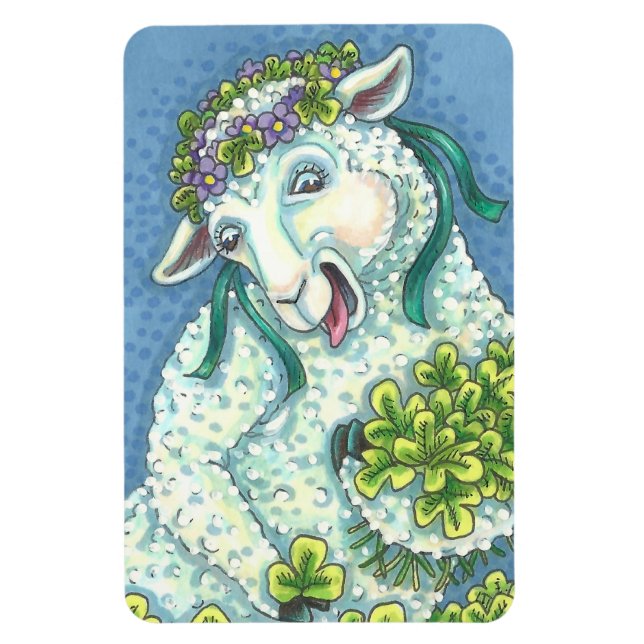 ST. PATRICK'S IRISH EWE & SHAMROCKS MAGNET (Vertical)
