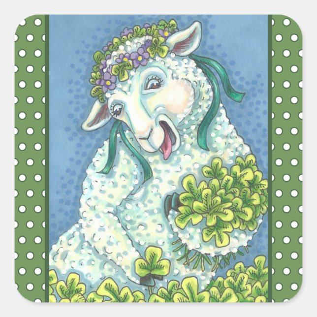 ST. PATRICK'S IRISH EWE & SHAMROCKS STICKERS Sheet (Front)