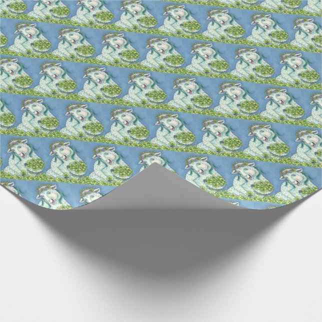 ST. PATRICK'S IRISH EWE & SHAMROCKS WRAPPING PAPER (Corner)
