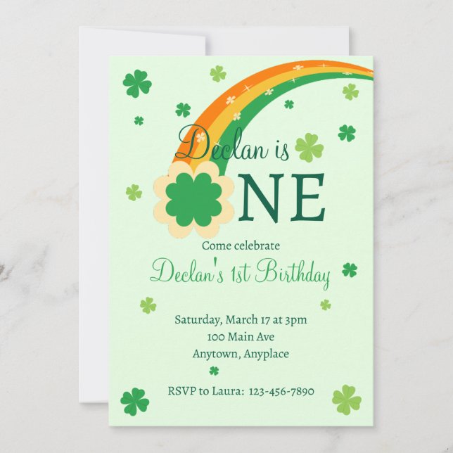 St. Patrick's Irish First 1st Birthday Invitation (Front)