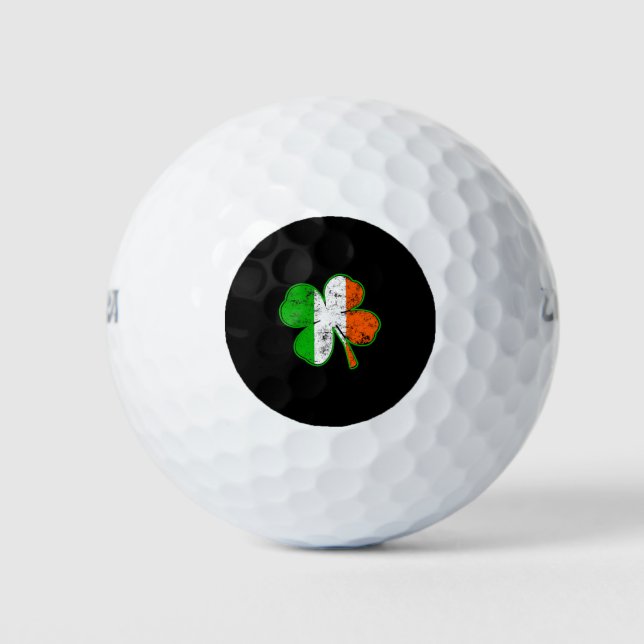 St Patricks Irish Flag Shamrock in grunge style Golf Balls (Front)