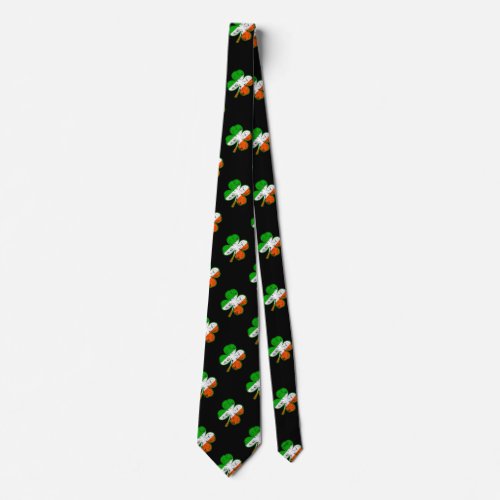 St Patricks Irish Flag Shamrock in grunge style Tie