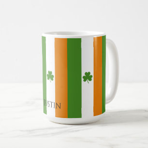St Patrick's Irish Flag w Shamrock   Pattern Coffee Mug