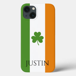 St Patrick's Irish Flag w Shamrock   Personalize  iPhone 13 Case