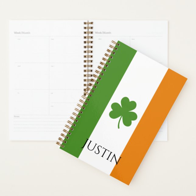 St Patrick's Irish Flag w Shamrock | Personalize Planner (Display)