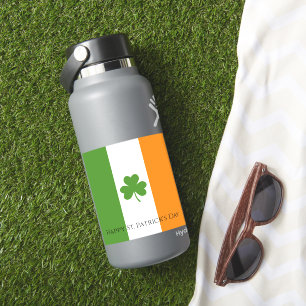 St Patrick's Irish Flag w Shamrock   Personalize Sticker